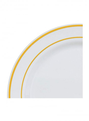 50-Piece Disposable Dinner Plate Set White/Gold 10.25inch