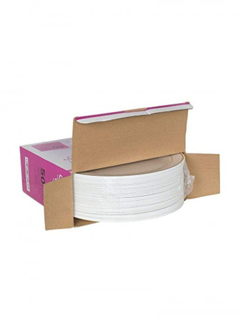 50-Piece Disposable Dinner Plate Set White/Gold 10.25inch