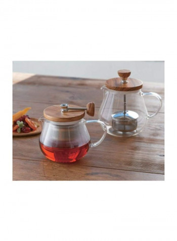 Glass Tea Kettle Clear/Beige 14x15x13inch