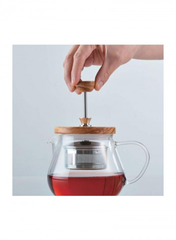 Glass Tea Kettle Clear/Beige 14x15x13inch