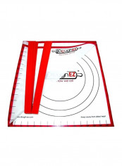 Silicone Pastry Dough Rolling Mat With Guide Sticks White/Red 17.5x32inch