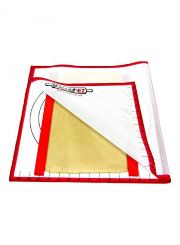 Silicone Pastry Dough Rolling Mat With Guide Sticks White/Red 17.5x32inch