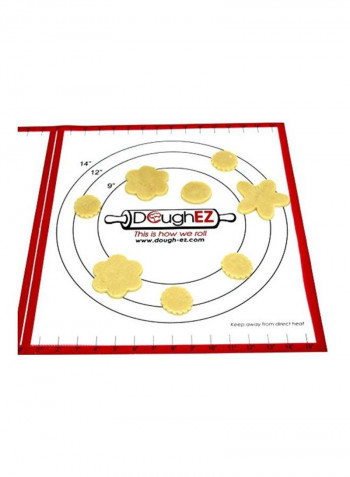 Silicone Pastry Dough Rolling Mat With Guide Sticks White/Red 17.5x32inch