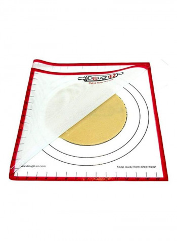 Silicone Pastry Dough Rolling Mat With Guide Sticks White/Red 17.5x32inch