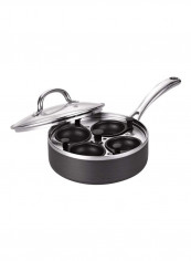 4 Cup Nonstick Egg Poacher Pan Silver/Black 15.5x8x5inch