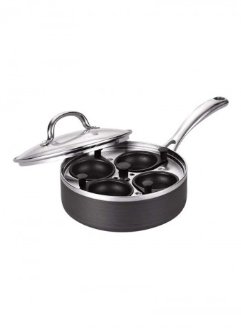 4 Cup Nonstick Egg Poacher Pan Silver/Black 15.5x8x5inch