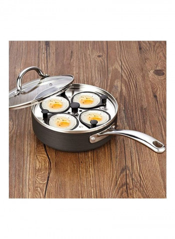 4 Cup Nonstick Egg Poacher Pan Silver/Black 15.5x8x5inch
