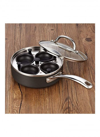 4 Cup Nonstick Egg Poacher Pan Silver/Black 15.5x8x5inch