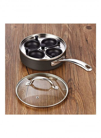 4 Cup Nonstick Egg Poacher Pan Silver/Black 15.5x8x5inch