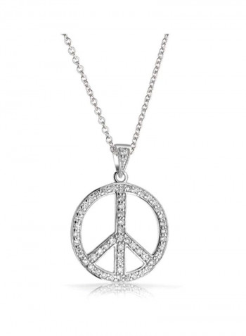 925 Sterling Silver Cubic Zirconia Studded Pendant Necklace