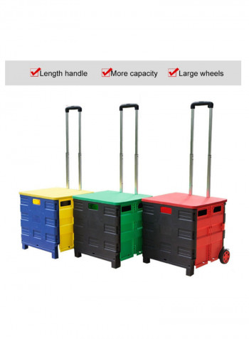 Handcart Rolling Grocery Cart Black/Red/Silver 45L