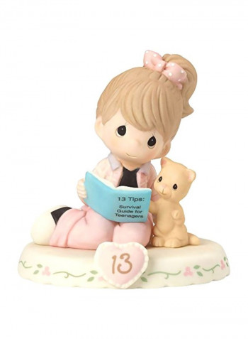 Bisque Porcelain Figurine Pink/Beige/White 4inch