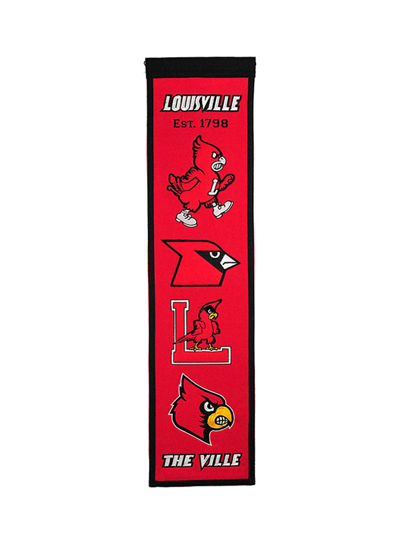 NCAA Louisville Cardinals Heritage Banner With Hanging Cord Red/Black 32 x 8inch