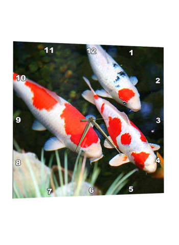 Japanese Koi Fish Printed Wall Clock Multicolour 13 x 13inch