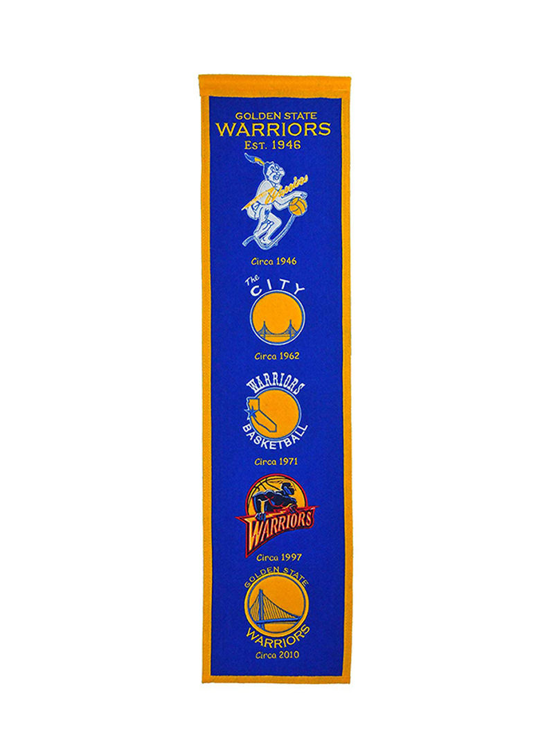 NBA Golden State Warriors Heritage Banner With Hanging Cord Blue/Orange 32 x 8inch