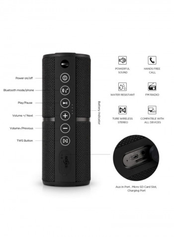 Portable Bluetooth Outdoor Wireless Speaker Black