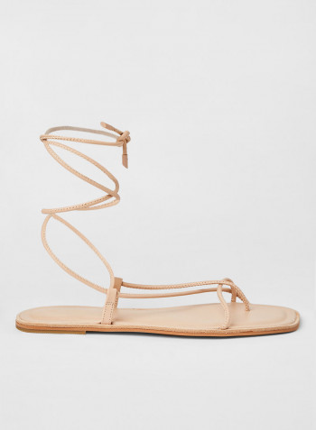 Adravia Tie-Up Flat Sandals Bone