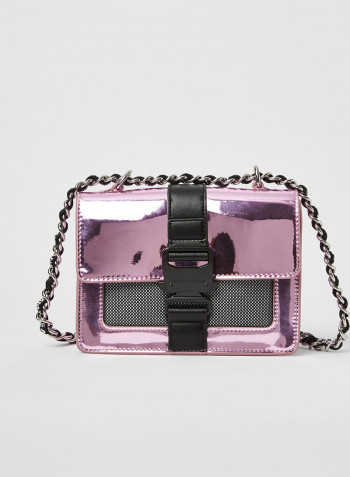 Item Metallic Mesh Crossbody Bag Rose Gold