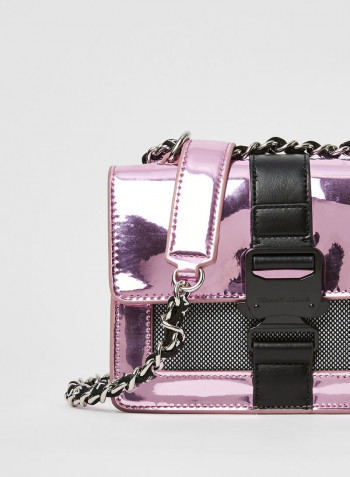 Item Metallic Mesh Crossbody Bag Rose Gold