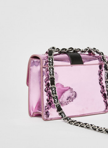 Item Metallic Mesh Crossbody Bag Rose Gold