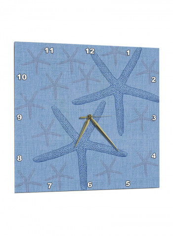 Starfish Printed Wall Clock Blue 13 x 13inch
