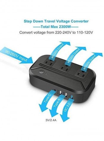 Travel Power Converter Black
