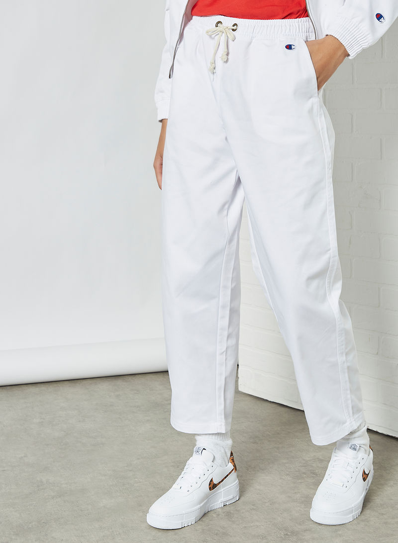 Woven Tapered Chino Pants White