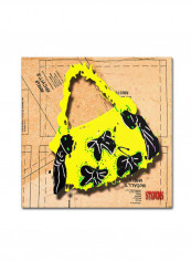 Bow Purse Black On Yellow Wall Art Yellow/Black 18 x 18inch