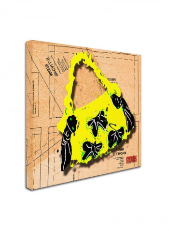 Bow Purse Black On Yellow Wall Art Yellow/Black 18 x 18inch