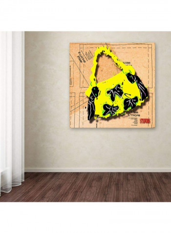 Bow Purse Black On Yellow Wall Art Yellow/Black 18 x 18inch