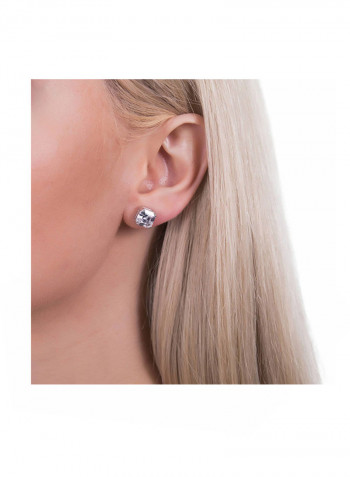 Rhodium Plated Sterling Silver Stud Earrings With Cubic Zirconia