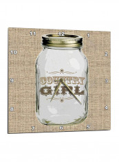 Mason Jar Quote Printed Analog Wall Clock Brown/White 13 x 0.1 x 13inch