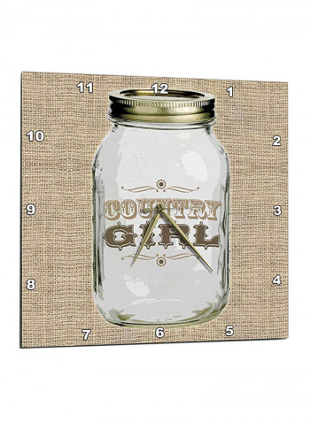 Mason Jar Quote Printed Analog Wall Clock Brown/White 13 x 0.1 x 13inch