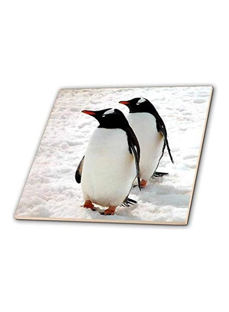 Penguins Ceramic Tile White/Black