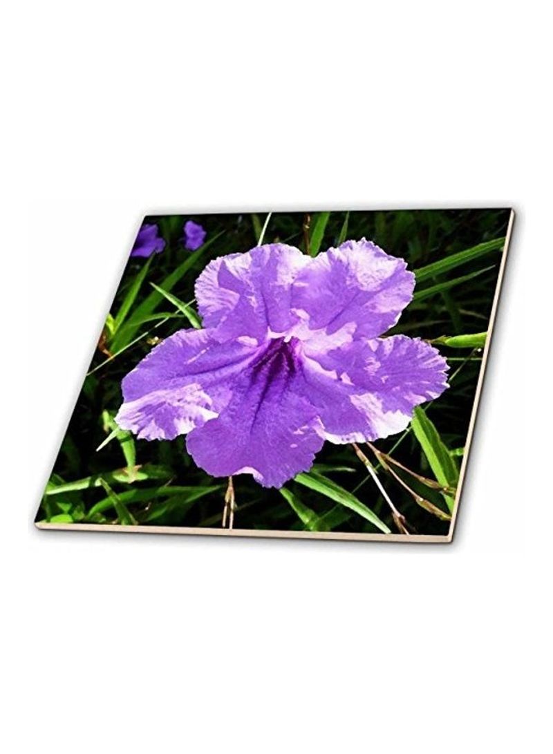 Flower Printed Ceramic Tile Purple/Green