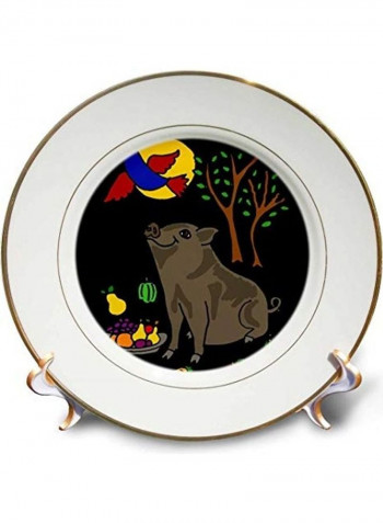 Food And Bluebird Overhead Porcelain Plate Multicolour 8"inch