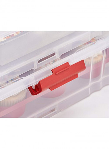 Plastic Cake And Cupcake Carrier Clear/Red 17.9x11.9x4.9inch