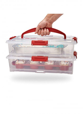 Plastic Cake And Cupcake Carrier Clear/Red 17.9x11.9x4.9inch