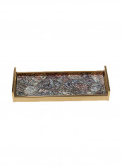 Rectangular Bath Tray Gold/Black 16.5x6.3x2.4inch