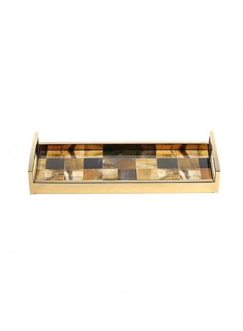 Rectangular Bath Tray With Horn Stripes Gold/Black/Brown 16.5x2.4x6.3inch