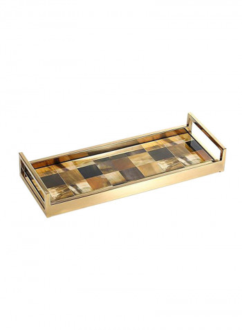 Rectangular Bath Tray With Horn Stripes Gold/Black/Brown 16.5x2.4x6.3inch