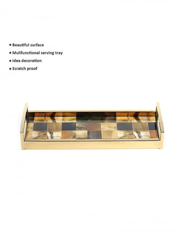 Rectangular Bath Tray With Horn Stripes Gold/Black/Brown 16.5x2.4x6.3inch