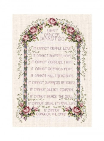 14-Piece What Cancer Cannot Do Counted Cross Stitch Kit Beige/Pink/Green