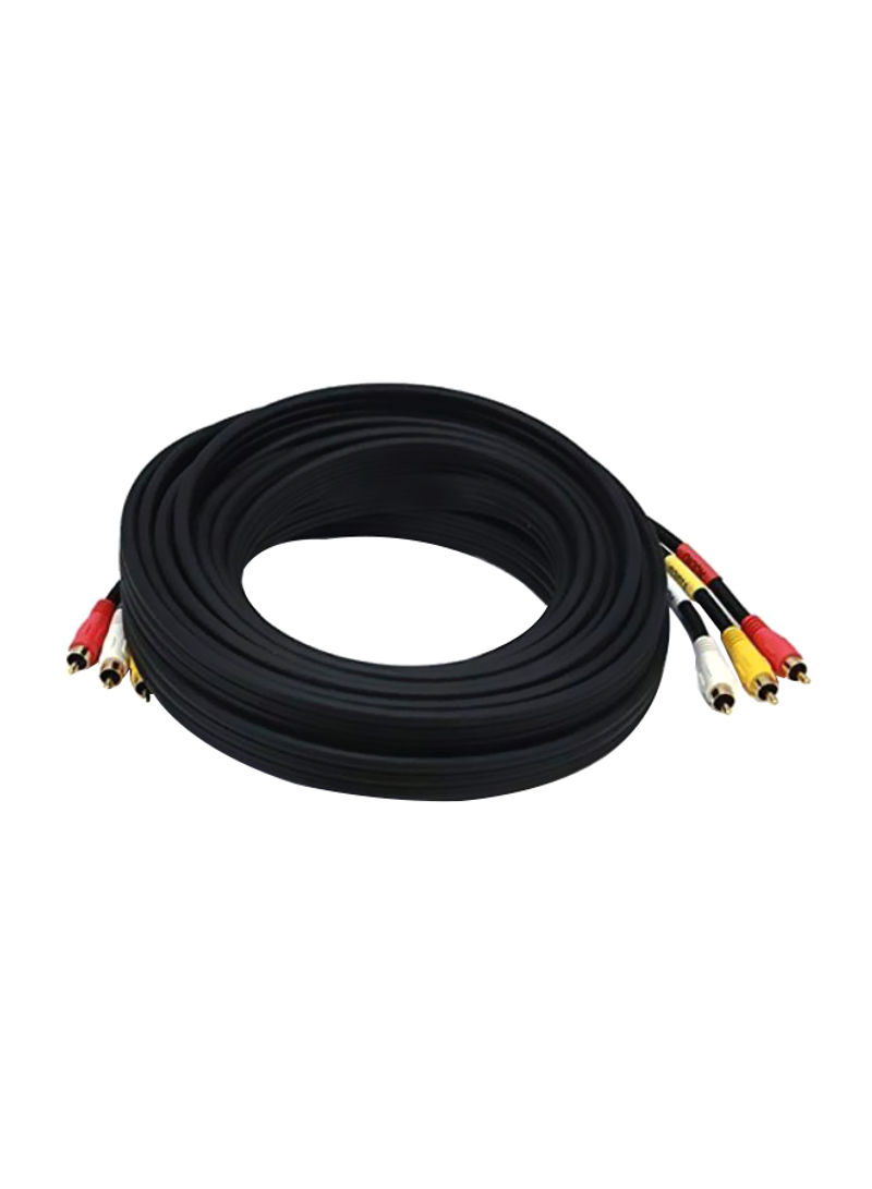 Triple RCA Stereo Video Dubbing Composite Cable 25meter Black/White/Red
