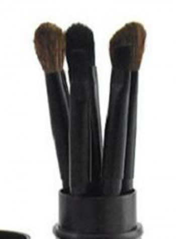 5-Piece Makeup Brush Set With Round Case Black