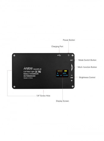 RGB LED Video Light Panel Black