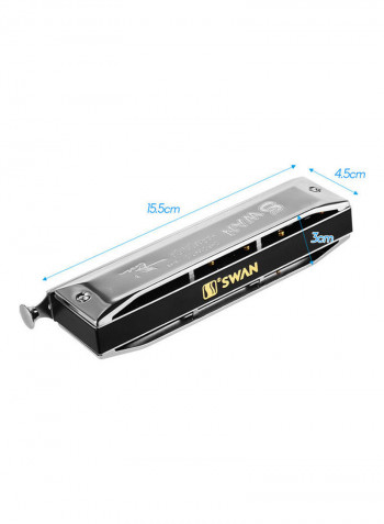 12-Holes Chromatic Key Of C Harmonica With Storage Case