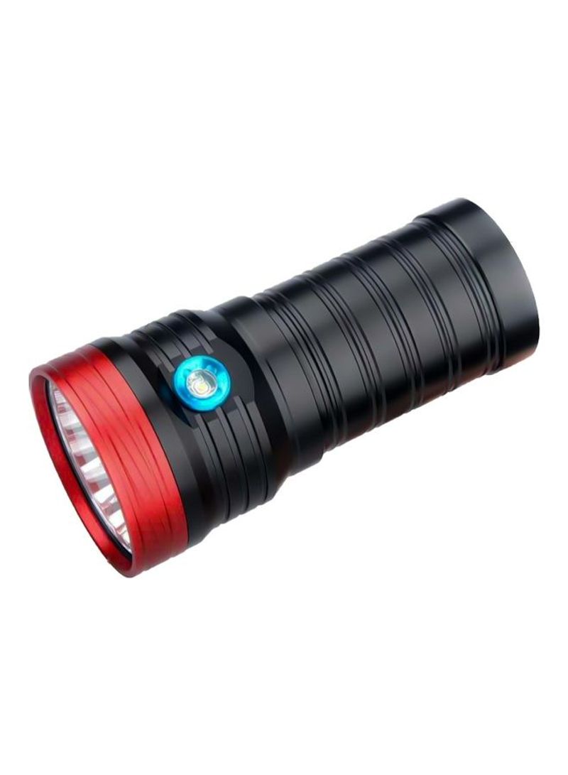 3-Gears Luminous Flux LED Flashlight With 4 18650 Batteries Black/Red 15x7x7cm