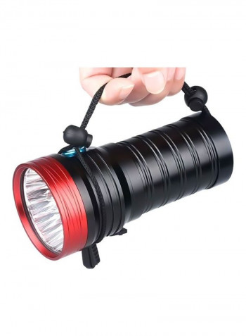 3-Gears Luminous Flux LED Flashlight With 4 18650 Batteries Black/Red 15x7x7cm