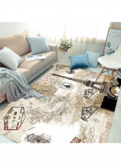 3D Floral Print Pattern Retro Style Floor Mat Multicolour 60(W)x90(L)centimeter